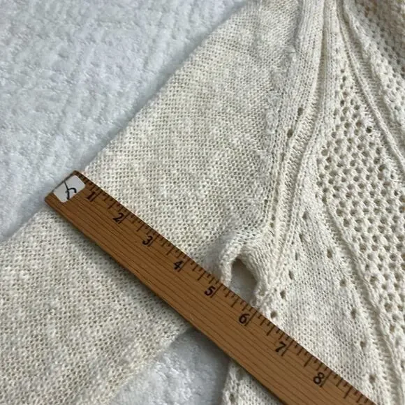 Anthropologie Moth knit cream cotton blend open front cardigan M - Picture 7 of 8